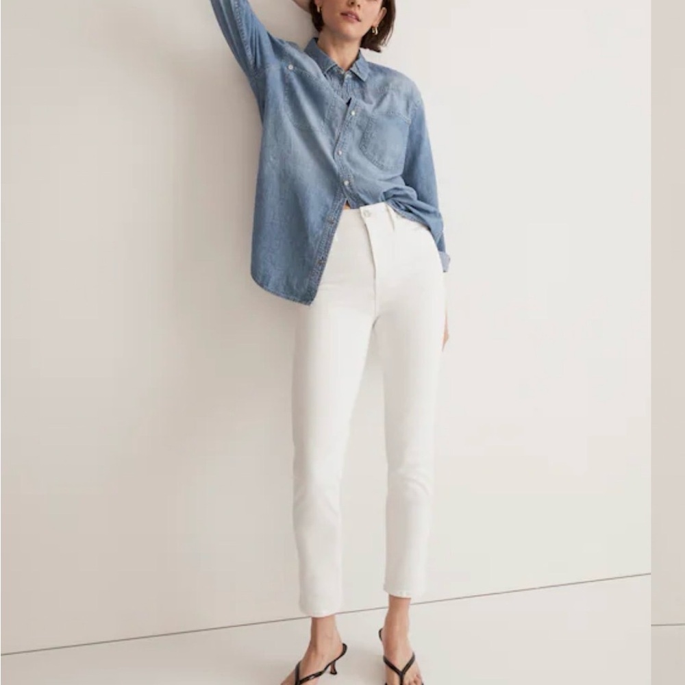 Madewell Women's Stovepipe Jeans Size 26 Pure White Denim Stretch New NWT $128